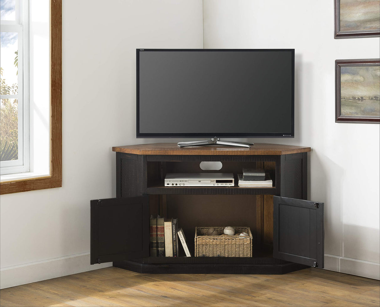 Martin Svensson Home Rustic Corner TV Stand, Antique Black and Honey Tobacco Martin Svensson Home