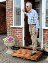 Holana One Foldable Step Stool for Elderly - Acacia Wood High Riser Step Stool for Adults Kid - Wooden Mobility Stepping Stools 400 Lbs Load Capacity for Bathroom Aid Handicap, Bed, Kitchen, Garden HOLANA