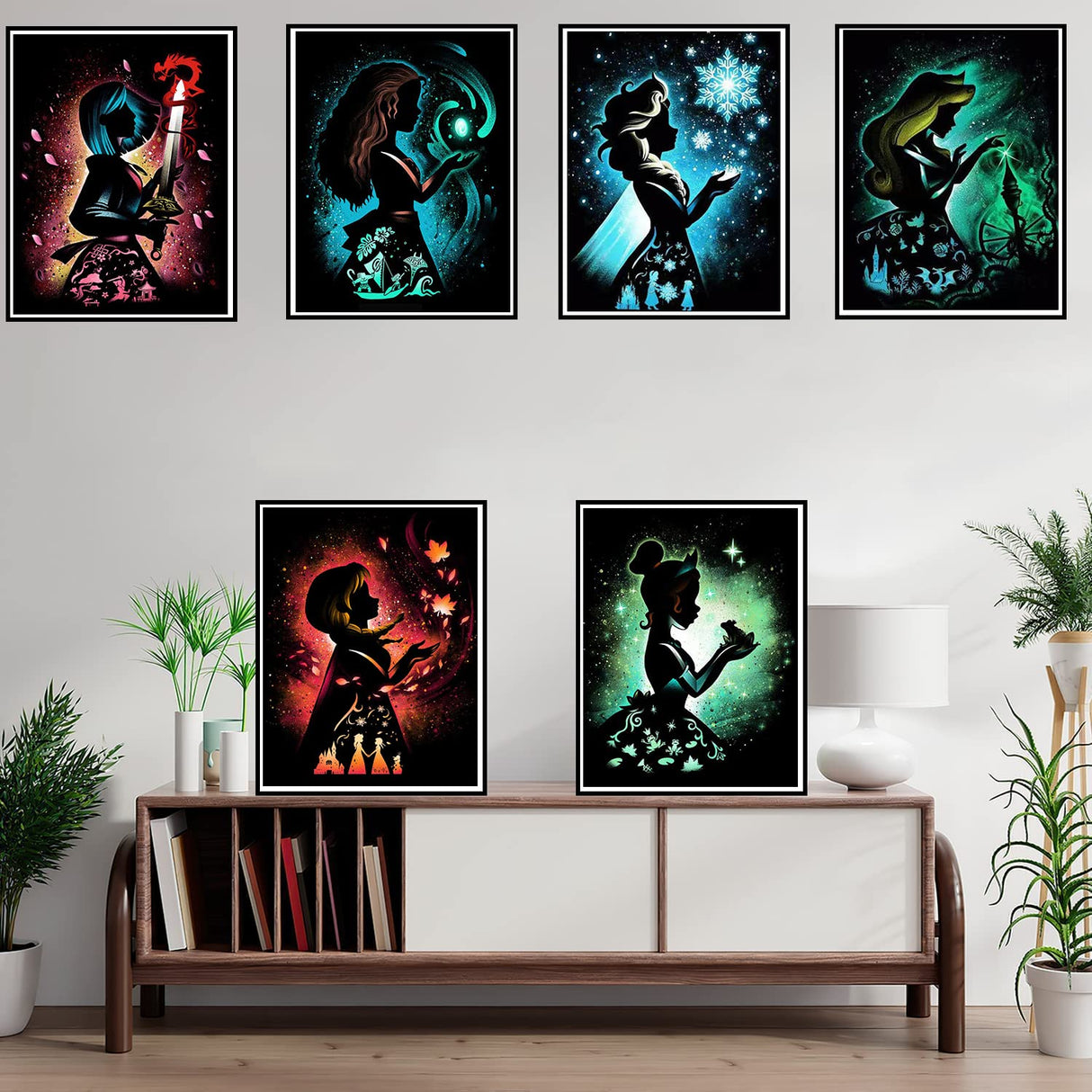 12 Pieces Princess Diamond Painting Kit, 5D Adult Diamond Art, Round Full Diamond Digital Painting Kit, Gemstone Art Painting Kit, DIY Diamond Painting Kit for Beginners (11.8x15.7in) GemZono