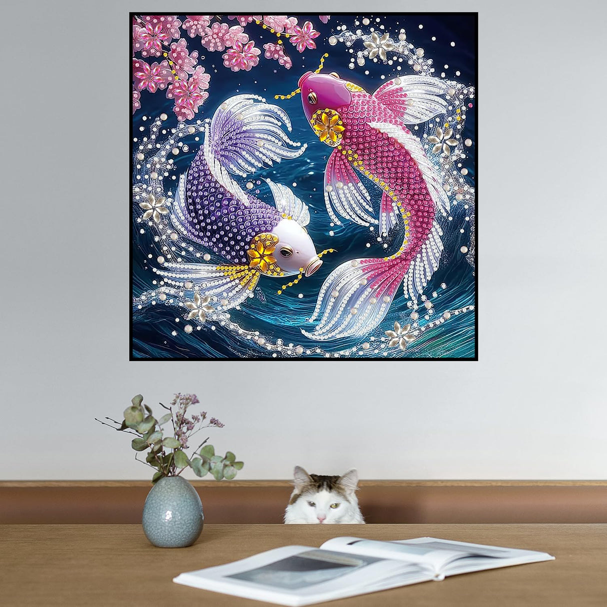 CHWGLFGG 5D Diamond Art Kits for Adults Beginners, Two Fish Special Shape Diamond Painting, DIY Drill Diamond Dot Gem Art Kits for Adults, Home Wall Decor 11.8X11.8 Inch CHWGLFGG