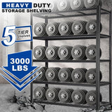 BILT HARD 48" W x 24" D Garage Shelving 3000 LBS, 72" H Storage Shelves, Heavy Duty 5-Tier Metal Shelving Units with Adjustable Shelf, Steel Wire Utility Shelving BILT HARD