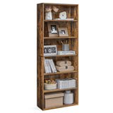 VASAGLE Rustic Brown 6-Tier Open Bookshelf with Adjustable Shelves and Anti-Tip Kit VASAGLE