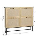 NVETHM Shoe Cabinet, Shoe Storage Cabinet with 4 Flax Flip Drawers and Mental Legs,Shoe Rack Free Standing Shoe Organizer for Entryway, Living Room (Natural) NVETHM