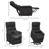 HOMCOM Power Lift Recliner Chair for Elderly, Easy Assembly, Fabric Lift Chair for Adults, Recliner Sofa with Remote Control, Side Pockets for Living Room, Black HOMCOM