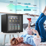 EUHOMY 48 Can Beverage Refrigerator cooler-Mini Fridge Glass Door for Beer Drinks Wines, Countertop Beverage Fridge with Adjustable Shelves Blue LED for Home/Office/Dorm/Bar, 1.3 cu.ft EUHOMY