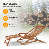 VINGLI FSC Acacia Wood Folding Outdoor Chairs Lounge Chair, Weather-Resistant Wooden Folding Chairs Patio Chair Furniture for Deck Fire Pit Porch Camping, Up to 350LBS VINGLI