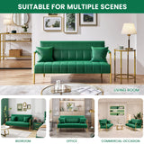 Yaheetech 56.5" W Modern Loveseat 2 Seater Sofa Luxurious Velvet Fabric Couch with Gold-Tone Metal Arms and Legs for Living Room, Home Office, Studio Green Yaheetech