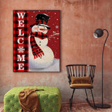 Winter Diamond Painting Kits for Adults, Welcome Snowman Diamond Art Kits for Beginners, DIY Full Drill Round Christmas 5D Paint with Diamonds Kit Gem Art, Christmas Home Wall Decor 12 x 16 Inch KINPLUB