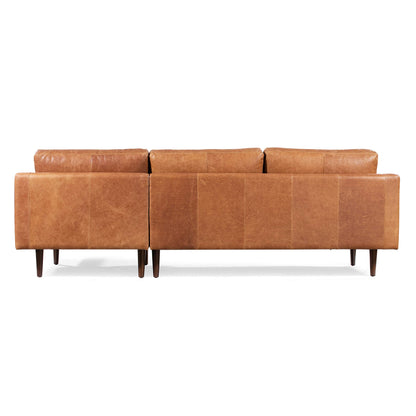 POLY & BARK Napa Leather Couch – Right-Facing Sectional Leather Sofa - Tufted Back Full Grain Leather Couch with Feather-Down Topper On Seating Surfaces – Pure-Aniline Italian Leather – Cognac Tan