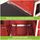 GUTINNEEN Chicken Coop Mobile Hen House On Wheels Easy to Move Wooden Poultry Cage with Nesting Box,Opening Wire Netting Roof,Red GUTINNEEN