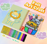 ilauke Art Craft Activity for Kids, No Mess DIY Creative Birthday Foil Art Kits, 2-in-1 Creative Travel Book for Girls Age 4-9, Idea Stuffers Valentines Gifts for Girls Boys, Travel Activities ilauke