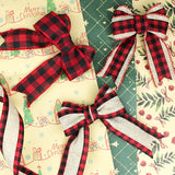 3 Rolls Buffalo Plaid Ribbon - Wired Edge, 9.9 Yards, 1.5 Inch Width (Black & Red) - Perfect for Christmas Tree Wrapping & Crafts BOYIVI