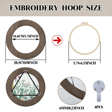 Weysat 4 Pcs 6 Inch Wood Embroidery Hoop Frame Round Wooden Embroidery Wood Display Frame Circle for Finished Cross Stitch Hoop DIY Art Craft Sewing Ornaments Weysat