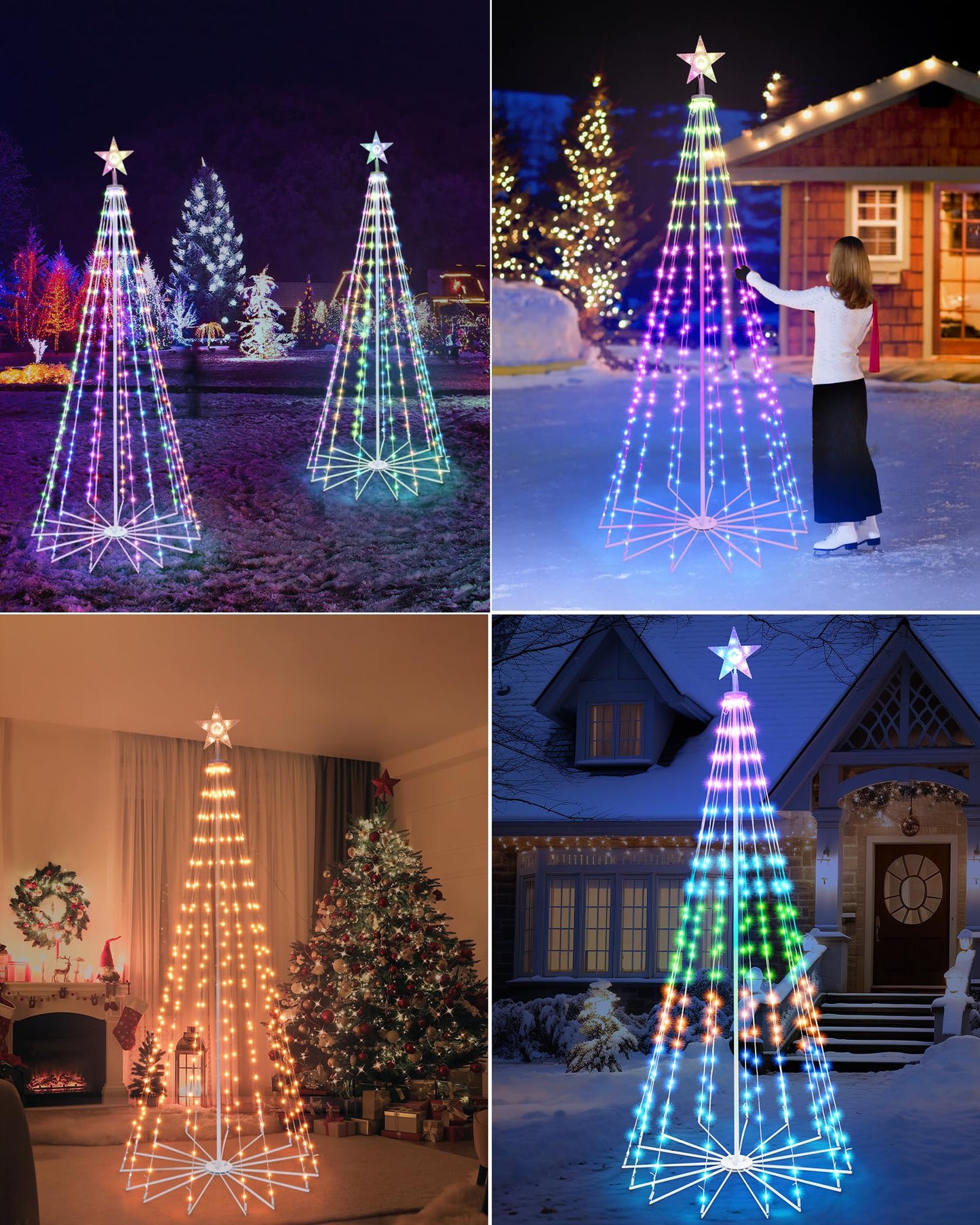 Sucolite 7 FT 295 LED Smart Cone Christmas Tree, Prelit Christmas Tree with 16 Million DIY RGB LED Light Show, Lighted Artificial Tree with Remote APP Control Music Sync for Xmas Outdoor Decorations