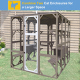 Ketive Outdoor Catio Cat Enclosure, Large Cat House with Multi-Level Platforms, Waterproof Roof, and Pull-Out Tray (71.45" L x 36.61" W x 70.86" H) ketive