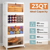 4 Tier Stackable Plastic Storage Bins with Lid and Wheels - 23 QT Closet Organizers and Storage, Foldable Storage Containers, Organization and Storage Boxes for Craft, Home, Pantry, Office, Dorm Wise Oannes