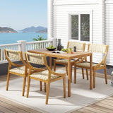 Tangkula Outdoor Dining Chair Set of 4, Teak Wood Armless Patio Chair w/Webbing Seat & Backrest, Mid Century Wooden Chair for Dining Room, Porch, Backyard, Lawn, Garden, Deck (Natural,4) Tangkula
