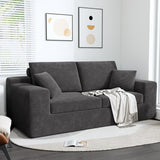 LIKIMIO 78" Loveseat Sofa in a Box, Cloud Boneless Couch with Comfy Deep Seat, No Assembly Required, Modern Upholstered Corduroy Sofa for Living Room, Apartment, Home Office, Dark Grey LIKIMIO