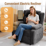 Korser Power Recliner Chair for Adults, Oversized Electric Recliner with Thickened Cushions, Chenille Fabric Reclining Chair for Living Room, Bedroom, Grey Korser