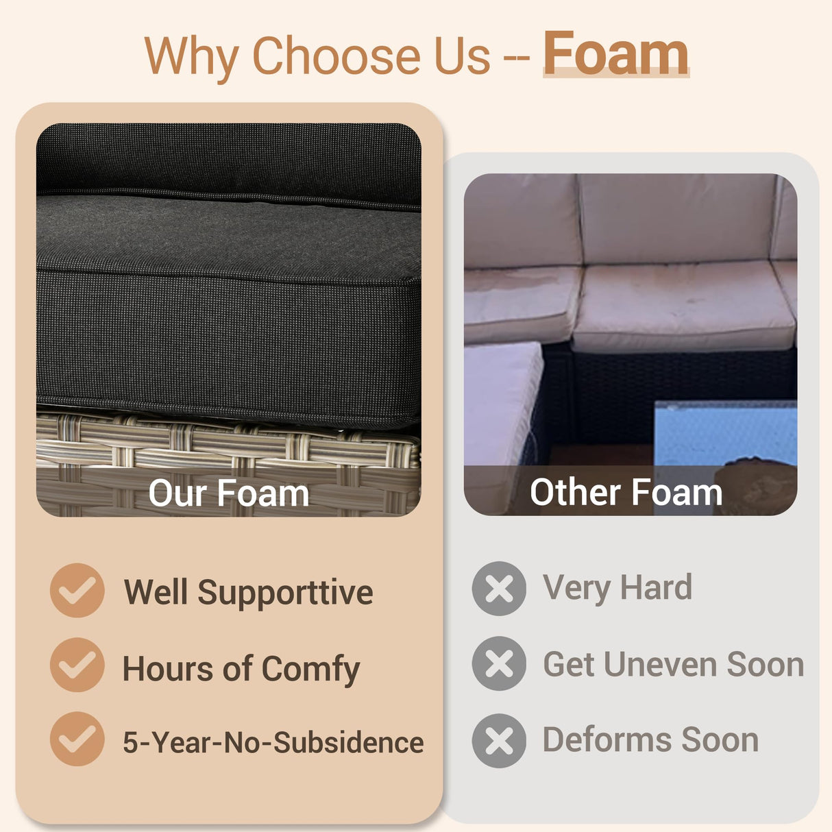 HOOOWOOO 3 Pieces Outdoor Patio Sectional Sets with 2 Single Arm End Corner Chairs and an LED Table,Black HOOOWOOO