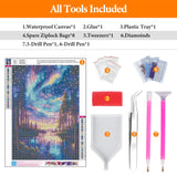Offito Starry Sky Diamond Art Kits for Adults, 5D Aurora Lake Diamond Painting Kits for Beginners, Fantastic Landscapes DIY Full Drill Dots Gem Art Paint for Home Wall Decor 12 x 16 Inch Offito