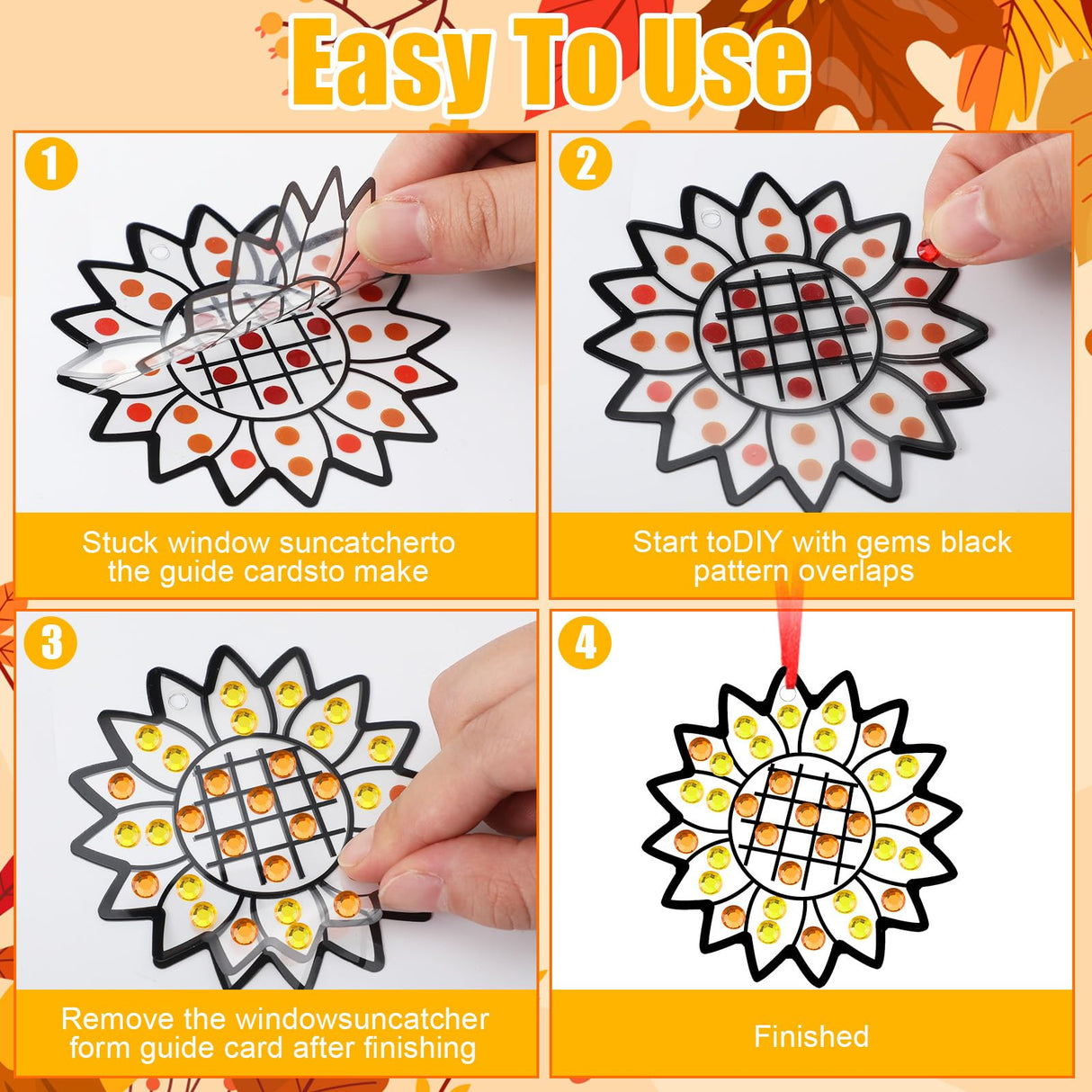 Gersoniel 36 Sets Fall Thanksgiving Window Art Suncatcher Kits Fall Gem Art Kit Diamond Painting Crafts Autumn Gemstone Sun Catcher Gem Craft for Autumn Thanksgiving Harvest Party Favors Gift Gersoniel