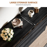 Jocoevol Modern LED 6 Drawer Dresser for Bedroom, Large Chest of Drawers with Hidden Handles, Long Double Wooden Dresser Closet for Living Room, Entryway, Hallway (Black) Jocoevol