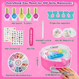 BATTOP Kids Nail Polish Set for Girls, Nail Art Kit for Kids with All-in-One Organizer Nail Dryer, Polish, Stickers, Gems, Filer - Ideas Gift for Girls 6 7 8 9 10 11 12 - Dress-Up Toy BATTOP