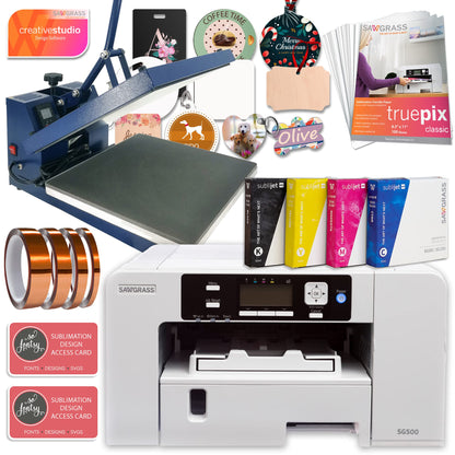 Sawgrass UHD Virtuoso SG500 Sublimation Printer, 15"x15" Heat Press, Inks, Blanks, Paper, Designs, and More - WoodArtSupply