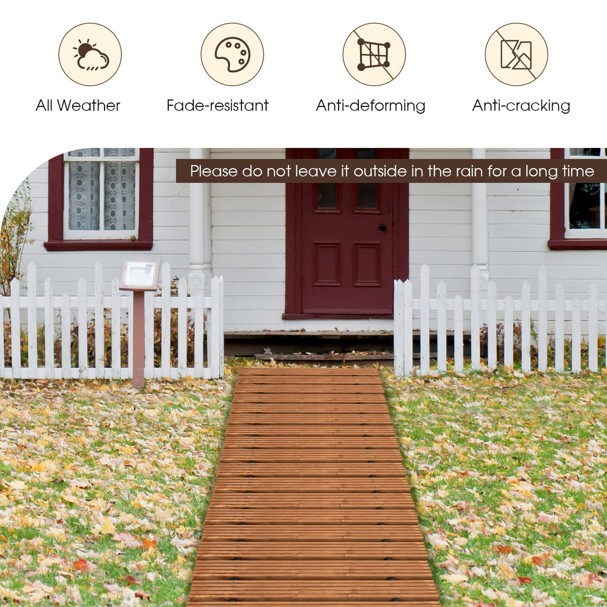 Giantex Garden Pathway Roll Up - 8ft Wood Walkway 22 inch Width, No Assembly Required, Outdoor Decorative Boardwalk Sidewalk Flooring Pavers for Lawns Backyard Patio Wedding Giantex