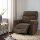 MCombo Power Wall Hugger Recliner Chair for Small Space RV Living Room, USB & USB-C Charging Ports, Modern Rolled Arm Recliner, Fabric PR630 (Dark Brown) MCombo