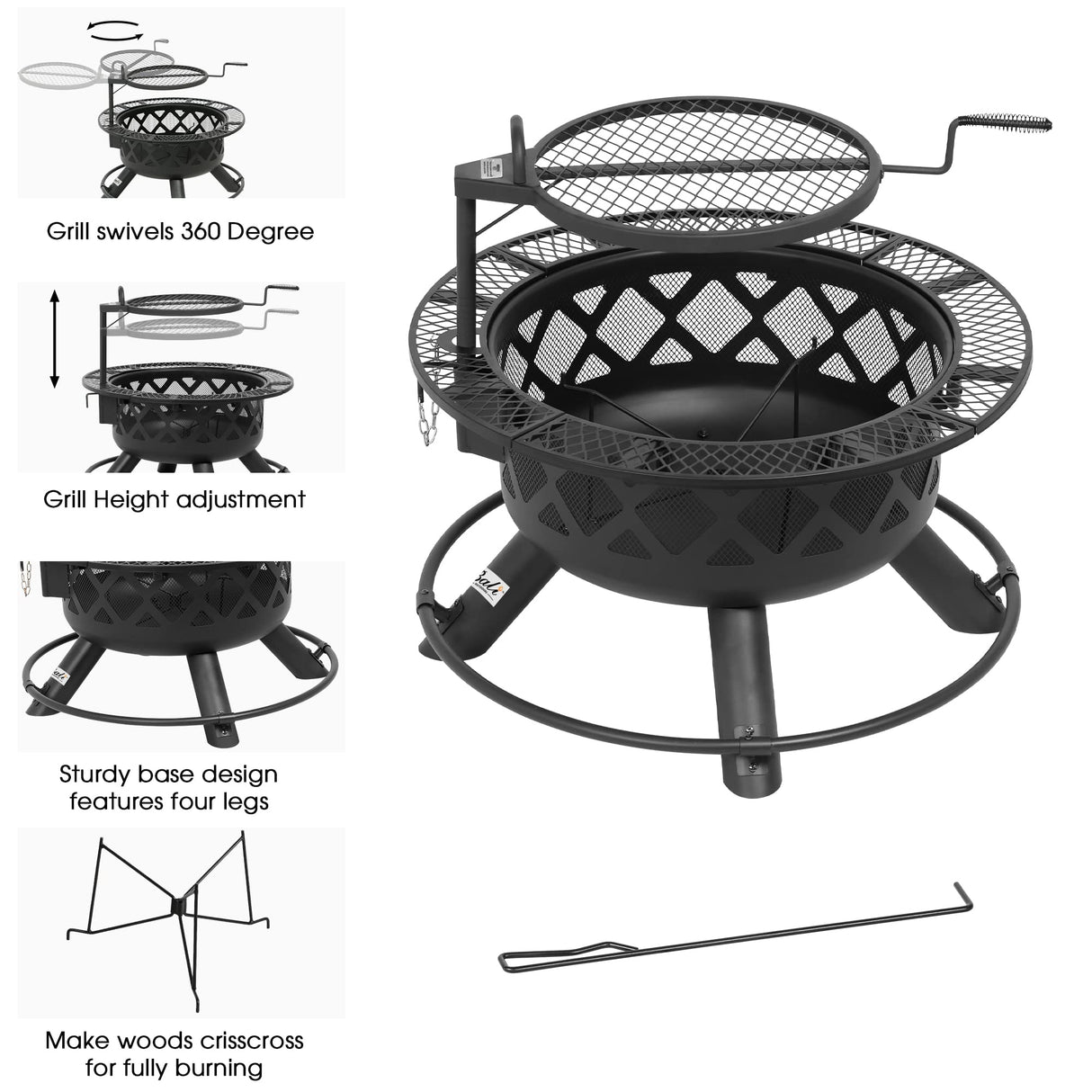 BALI OUTDOORS Fire Pit Outdoor Fire Pit for Wood Firepits for Outside Patio BALI OUTDOORS