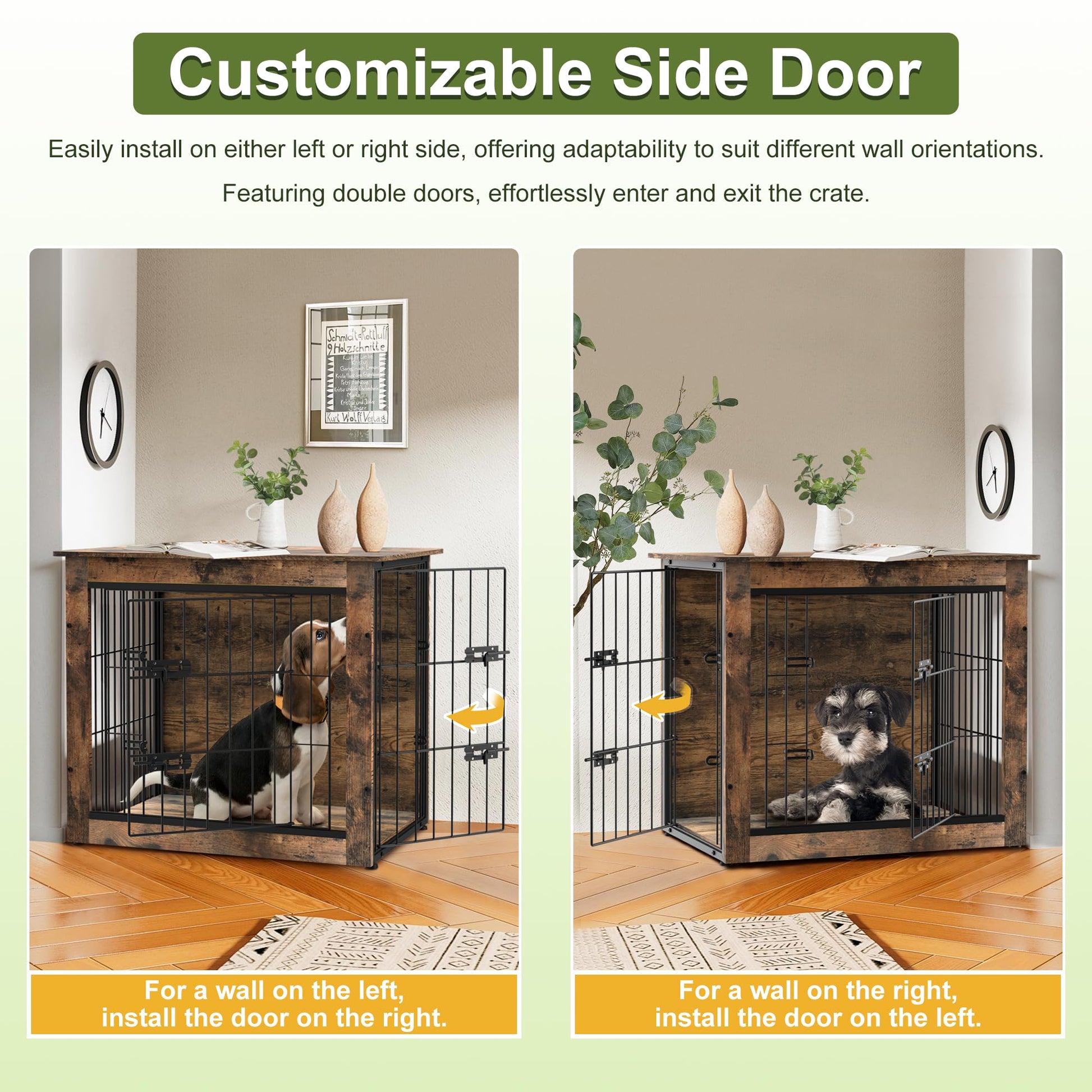 NicBex Dog Crate Furniture, 27.2" L Small Dog Crate, Dog Crates for Small Dogs, Furniture Dog Crate with Double Doors, Heavy Duty Dog Crate, Wooden Dog Kennel Indoor up to 30lb, Rustic Brown - WoodArtSupply