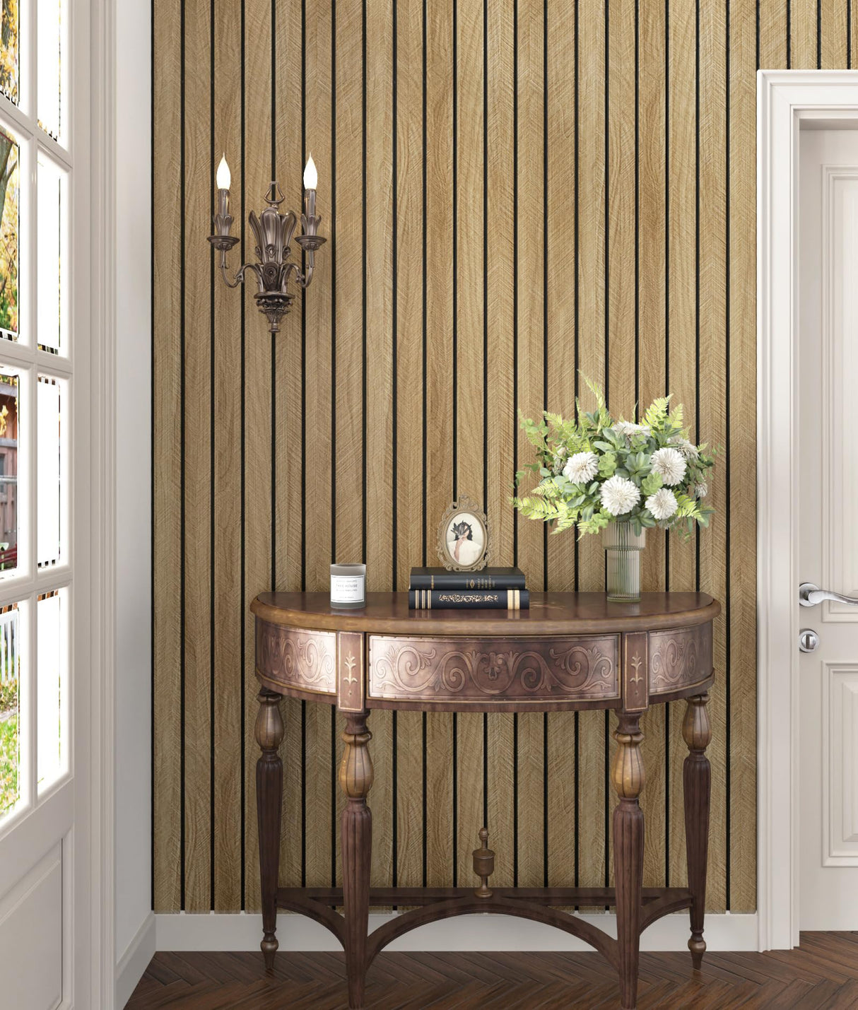 STICKEEP 3D Brown Wood Panels for Walls 120" x 12" Acoustic Slat Wall Paneling Peel and Stick Wood Panels Self Adhesive Flexible Wooden Slat Wallpaper for Bedroom Living Room Wall Decor Ceiling STICKEEP