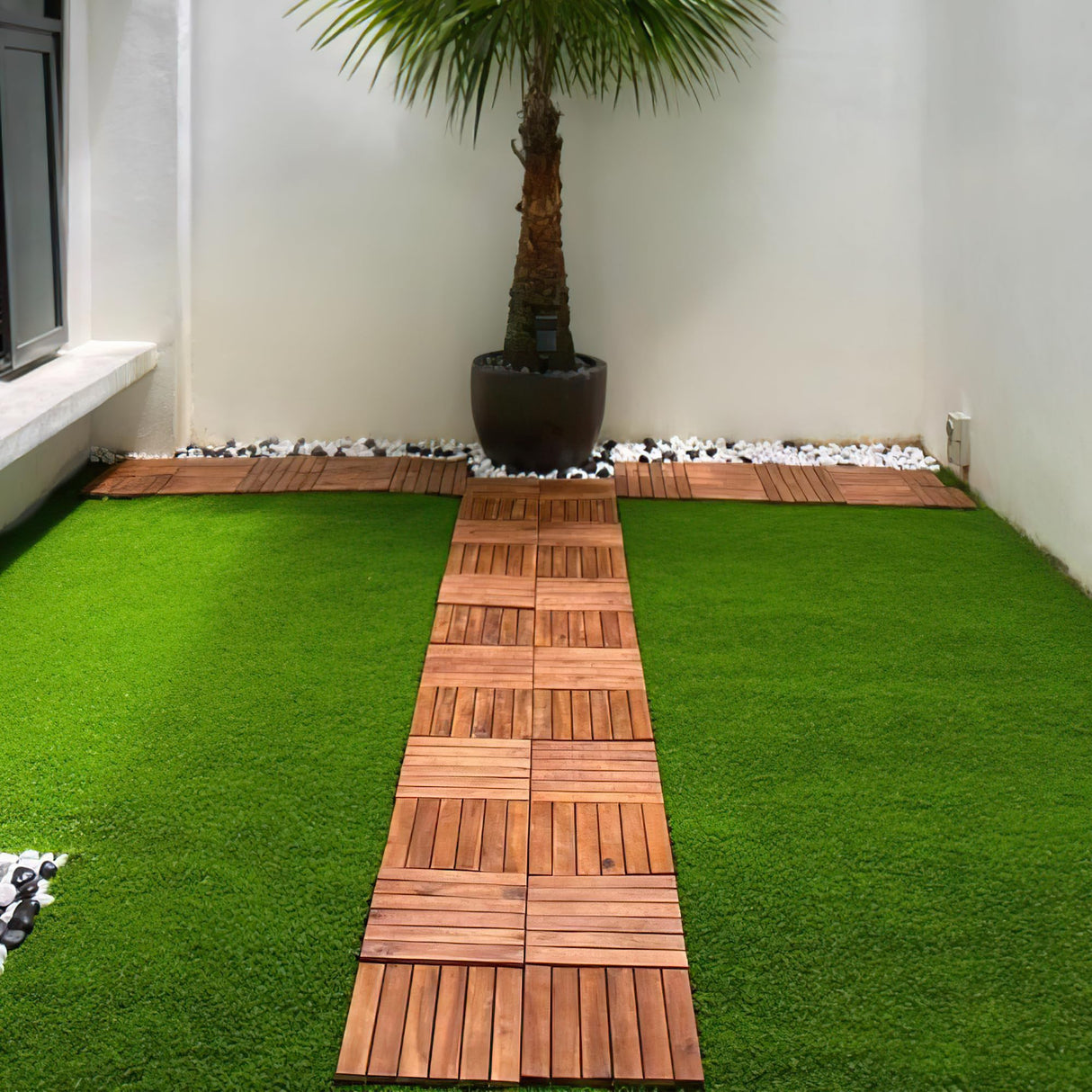 PrimeZone 54 Packs Interlocking Artificial Grass Tiles - 12"x12" Turf Outdoor Indoor Fake Grass Deck Flooring Set for Patio, Balcony, Backyard PrimeZone