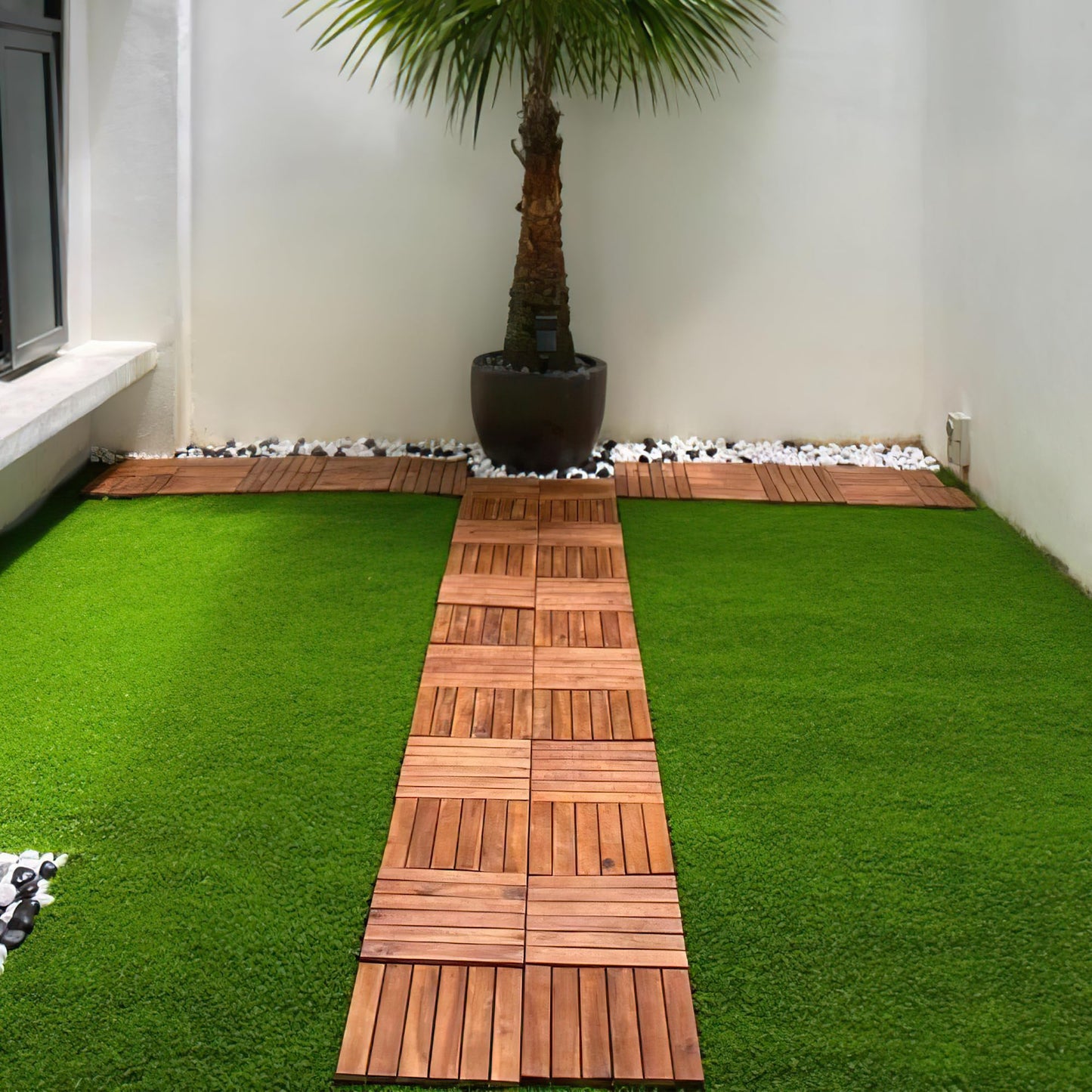 PrimeZone 54 Packs Interlocking Artificial Grass Tiles - 12"x12" Turf Outdoor Indoor Fake Grass Deck Flooring Set for Patio, Balcony, Backyard