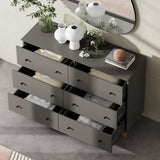WAMPAT 12 Drawers Dresser Chest for Bedroom, 2-in-1 Modern Wood Closet Storage Organizer Furniture with Black Knobs & Solid Legs for Kids Room, Nursery, 94.4x15.3x32.4, Dark Grey WAMPAT