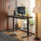 FEZIBO 48 × 24 Electric Standing Desk with Drawers, Whole-Piece Glass Adjustable Height Desk, One-Piece Quick Install Adjustable Sit Stand Desk, Black FEZIBO