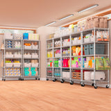 PrimeZone 75" H Wire Shelving 5 Tier Slim Steel Storage Metal Shelves with Wheels,Adjustable Kitchen Utility Shelving Unit,Pantry Rack Rolling Metal Shelf Chrome 24" Wx18 Dx75 H PrimeZone