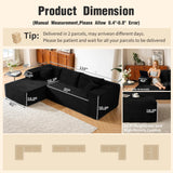 110” No Assembly Compression Boneless in a Box Cloud Sectional Couches for Living Room L-Shape Sleeper Sofa, Modern Modular Corduroy Reclining Comfy Fluffy Memory Foam Furniture for Bedroom Home Black lzgxhf
