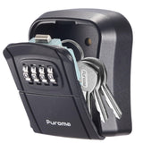 Puroma Key Lock Box Combination Lockbox Wall-Mounted Key Storage Box for House Keys, Resettable Code Safe Security Lock Box for Home, Office, Garage, Apartment Spare Key Storage (1 Pack, Black) Puroma