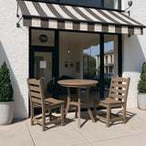 3 PCS Outdoor Patio Bistro Set, HDPE Round Dining Table with 1.77" Umbrella Hole and 2 Chairs, All-Weather Patio Coffee Table and Chairs Set for Balcony, Garden, Porch, Backyard, Commercial, Dark Oak Yatelonllvn