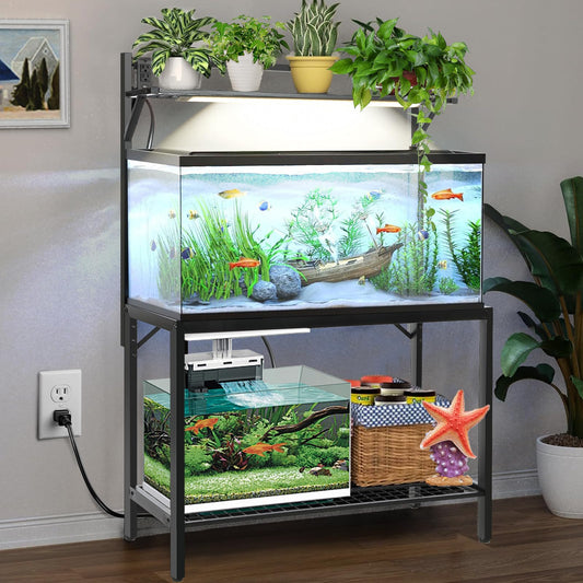 40-50 Gallon Fish Tank Stand, Aquarium Stand with Power Outlets,36.6" x 18.5"Tabletop, Thickened Metal Frame, Reptile Tank Stand for Home Office, Tank not Included ﻿ - WoodArtSupply