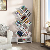 Gintan 9-Tier Corner Bookshelf with Storage,Bedroom Shelves Folding Bookshelves,No Installation Required Shelf Tree Bookcase for Living Room,Study,Home Office,Bed Room (White) Gintan