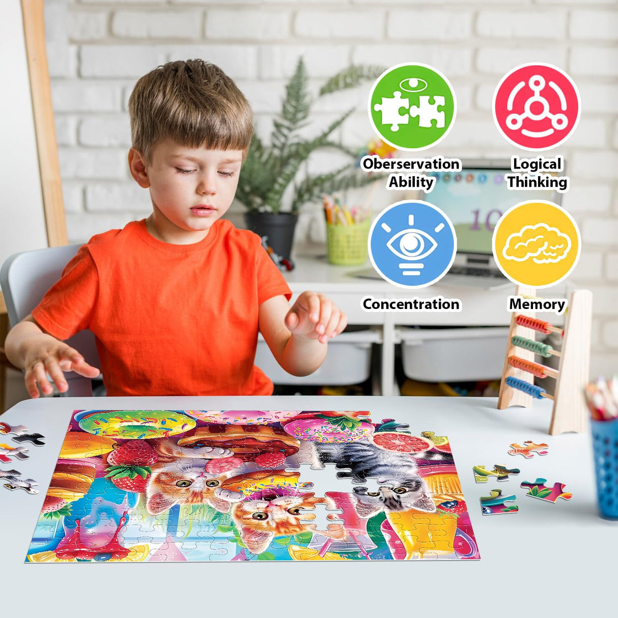 Jeacirio 100 Piece Puzzles for Kids Ages 4-6 - Cats & Dogs Party Jigsaw Puzzles - Cute Puzzles for Kids Ages 8-10 Kids Puzzles Ages 5-8 Educational Search & Find Toy Preschool Puzzles 4-Pack 15"x11" Jeacirio