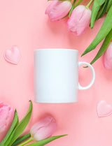 BLUE RIBBON White Sublimation Plain Blank Coffee Mugs, Hot Chocolate Mugs, Ceramic Mugs, Hot Cocoa Mugs, Mug Sets, Gift Pack of 2 11 oz BLUE RIBBON