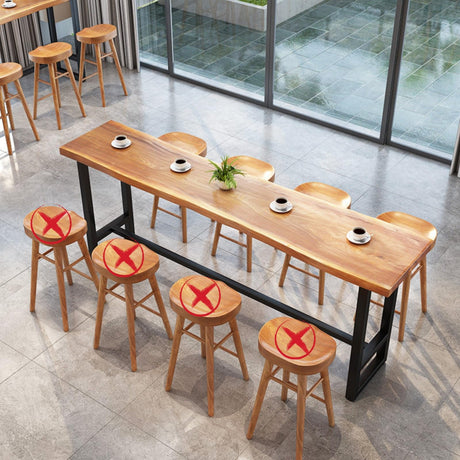 Solid Wood Industrial Bar Counter Table with Live Edge Design – 140cm Rustic Height Pub Table ORNDYDM