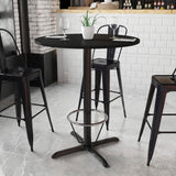 Flash Furniture 36'' Round Black Laminate Table Top with 30'' x 30'' Bar Height Table Base and Foot Ring Flash Furniture