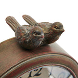 Creative Co-Op Vintage Pewter Mantel Clock with Birds, Distressed Brown Creative Co-Op