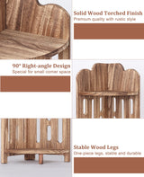 Meangood 3-Tier Rustic Corner Shelf Stand in Carbonized Black - Solid Wood Display for Small Spaces Meangood